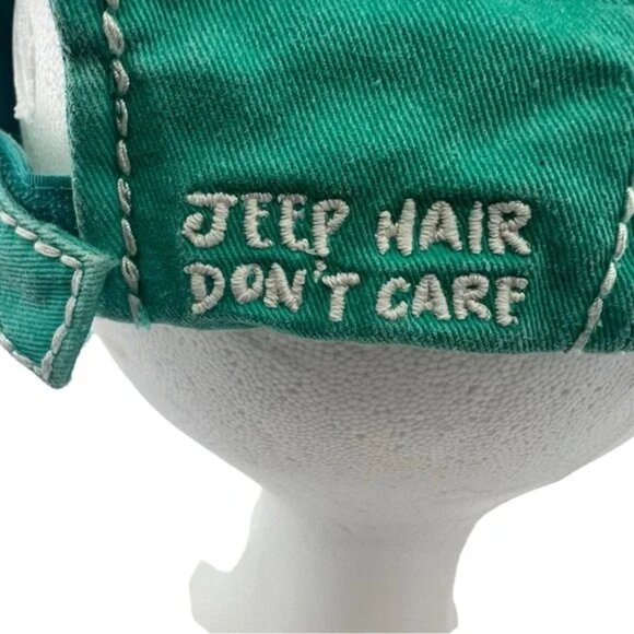 Ladies Bow-Tie Jeep Hair Don't Care Monogram Baseball Hat Turquoise Blue - Picture 2 of 6
